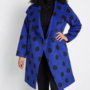 ModCloth 4x Plus SizeBlue Polka Dot Coat NWT